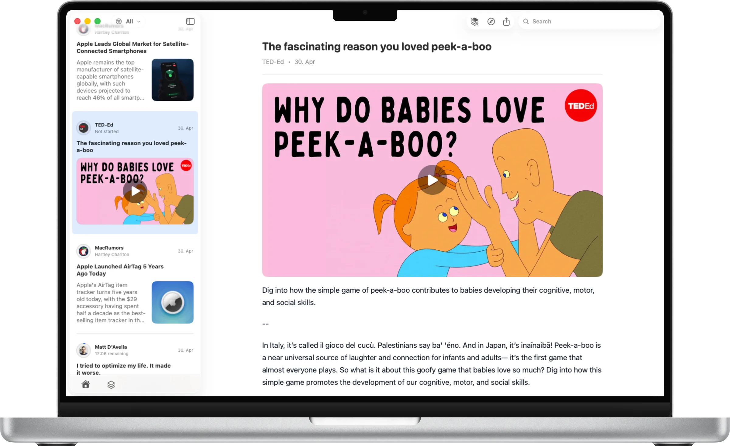 Flat reading an article on Mac